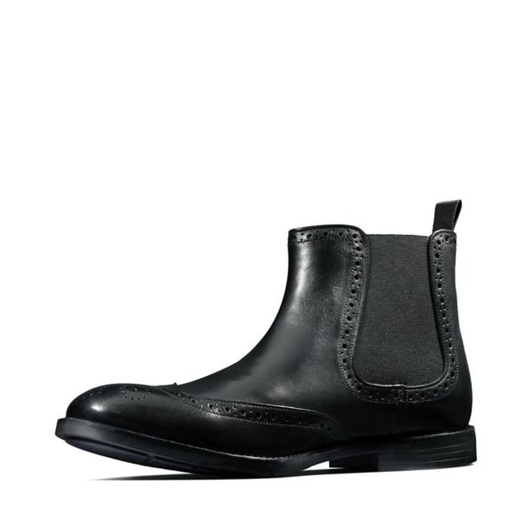 Clarks Mens Ronnie Top Chelsea Boots Black | UK-2741890